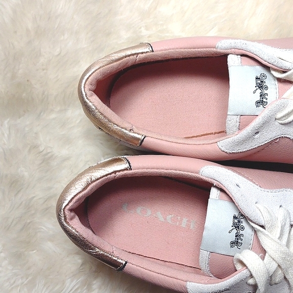 Coach Pink Metallic Color Block Trainer Sneakers with Suede Trim - Picture 13 of 15
